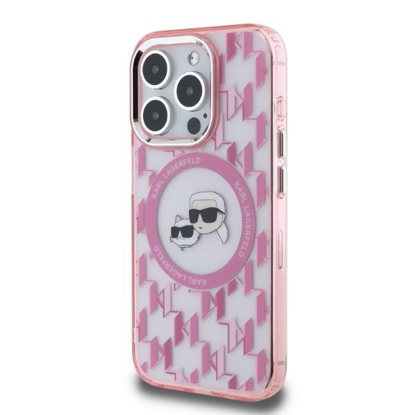 Other Phone Accessory Karl Lagerfeld Karl Lagerfeld IML Monogram Karl & Choupette Head MagSafe iPhone 15 Pro Case - Pink