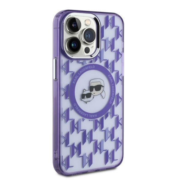 Muu telefoni lisavarustus Karl Lagerfeld Karl Lagerfeld IML Monogram Karl & Choupette Head MagSafe iPhone 15 Pro Case - Purple