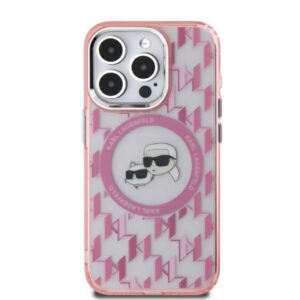 Kitas telefono priedas Karl Lagerfeld  Karl Lagerfeld IML Monogram Karl & Choupette Head MagSafe iPhone 15 Case - Pink 
