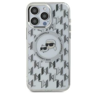 Kitas telefono priedas Karl Lagerfeld  Karl Lagerfeld IML Monogram Karl & Choupette Head MagSafe iPhone 15 Case - Clear 