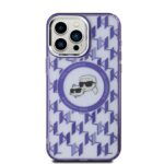 Kitas telefono priedas Karl Lagerfeld  Karl Lagerfeld IML Monogram Karl & Choupette Head MagSafe iPhone 15 Case - Purple 