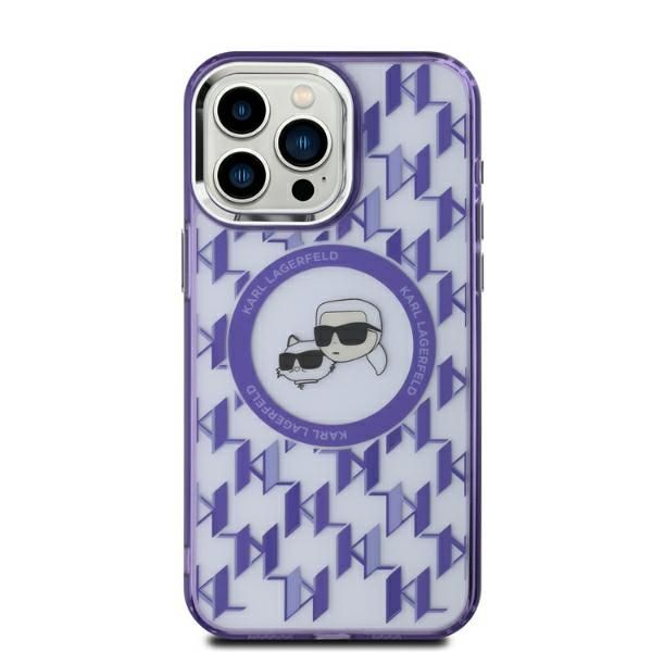 Muu telefoni lisavarustus Karl Lagerfeld Karl Lagerfeld IML Monogram Karl & Choupette Head MagSafe iPhone 15 Case - Purple