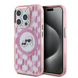 Kitas telefono priedas Karl Lagerfeld  Karl Lagerfeld IML Monogram Karl & Choupette Head MagSafe Case for iPhone 15 Pro Max - Pink 
