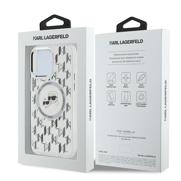 Muu telefoni lisavarustus Karl Lagerfeld Karl Lagerfeld IML Monogram Karl & Choupette Head MagSafe Case for iPhone 15 Pro Max - Clear