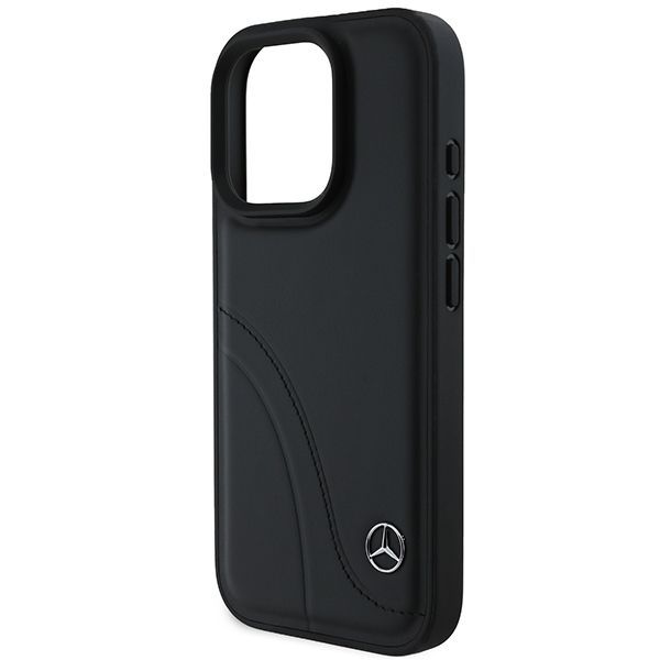 Other Phone Accessory Mercedes-Benz Mercedes MB Curved Stitches Leather iPhone 16 Pro Case - Black