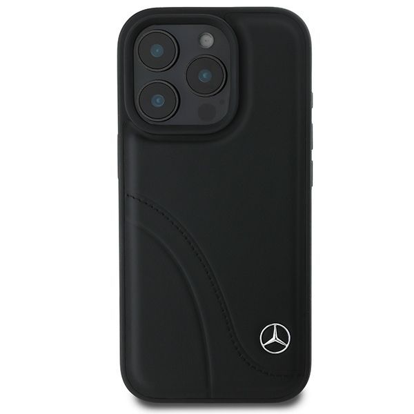 Other Phone Accessory Mercedes-Benz Mercedes MB Curved Stitches Leather iPhone 16 Pro Case - Black