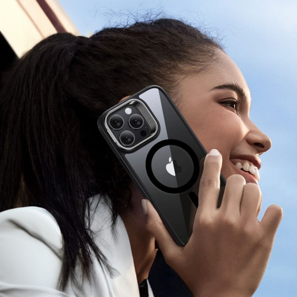 Other Phone Accessory ESR ESR Classic Hybrid Kickstand Halolock MagSafe Case with Stand + Tempered Glass for iPhone 16 Pro Max - Clear with Black Frame