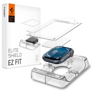 Cits mobilo telefonu aksesuārs Spigen  Spigen Elite Shield ”EZ FIT” Hybrid Glass 2-PACK for Apple Watch 10 (46MM) - Clear 