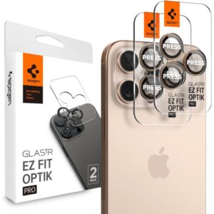 Cits mobilo telefonu aksesuārs Spigen  Spigen Optik Pro GLAS.TR ”EZ FIT” Camera Protector 2-PACK for iPhone 16 Pro / Pro Max - Brown 
