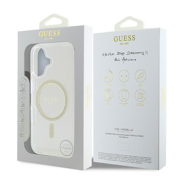Muu telefoni lisavarustus Guess Apple Guess IML Glitter Circle MagSafe iPhone 16 Case - Clear