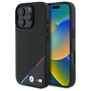 Muu telefoni lisavarustus BMW  BMW BMHMP16X23PUPDK iPhone 16 Pro Max 6.9" black/black hardcase M Perforated Tricolor Line MagSafe 