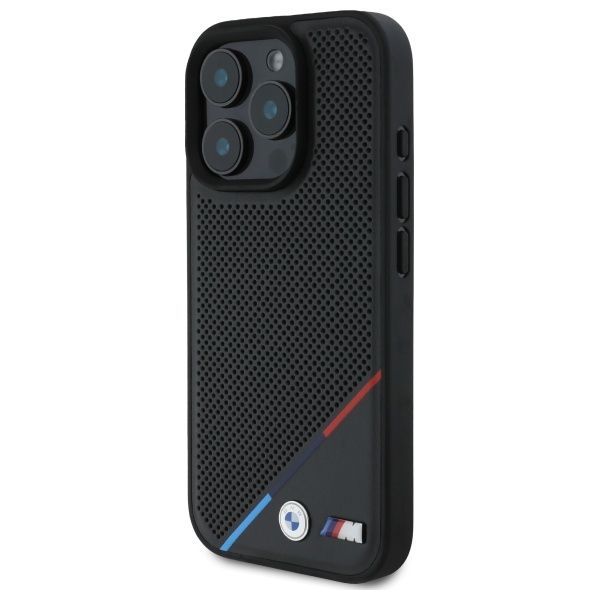 Muu telefoni lisavarustus BMW BMW BMHMP16X23PUPDK iPhone 16 Pro Max 6.9" black/black hardcase M Perforated Tricolor Line MagSafe