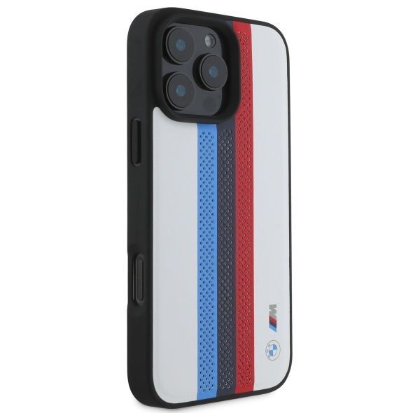 Muu telefoni lisavarustus BMW BMW BMHMP16X23PUPTH iPhone 16 Pro Max 6.9" white/white hardcase M Perf. Tricolor Printed Stripes MagSafe