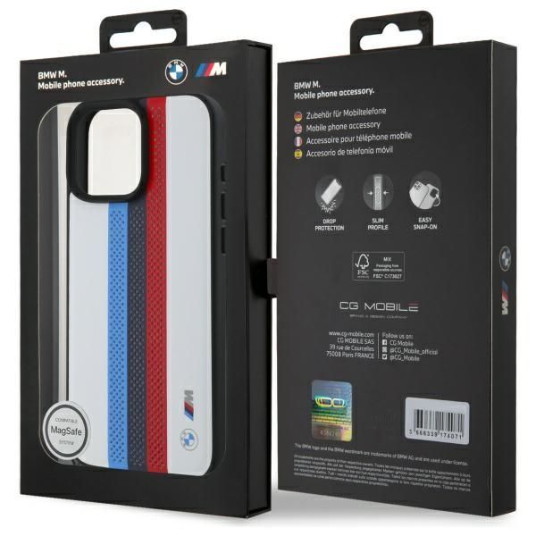 Muu telefoni lisavarustus BMW BMW BMHMP16X23PUPTH iPhone 16 Pro Max 6.9" white/white hardcase M Perf. Tricolor Printed Stripes MagSafe