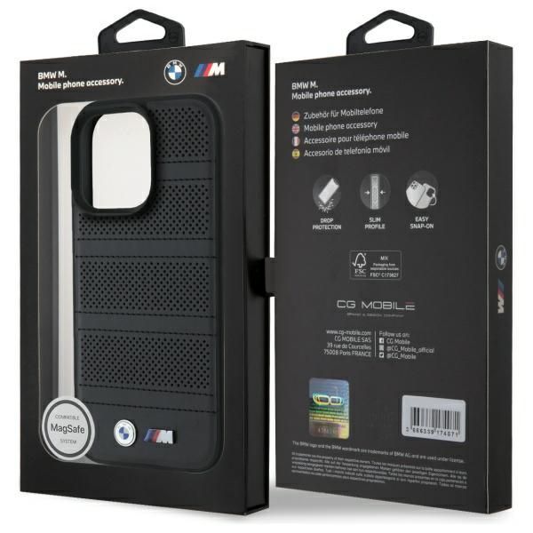 Other Phone Accessory BMW BMW BMHMP16X23PUSPK iPhone 16 Pro Max 6.9" black/black hardcase M Perforated And Stitched Line MagSafe