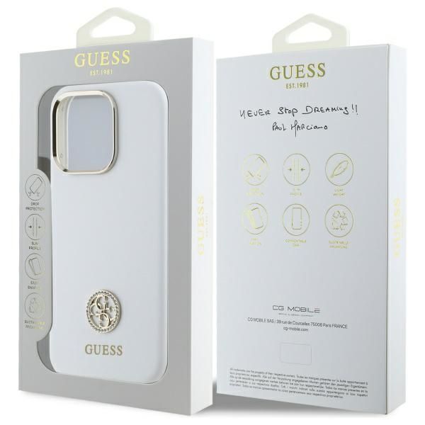 Muu telefoni lisavarustus Guess Guess GUHCP16LM4DGPH iPhone 16 Pro 6.3" white/white hardcase Silicone Logo Strass 4G