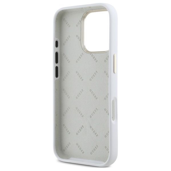 Muu telefoni lisavarustus Guess Guess GUHCP16LM4DGPH iPhone 16 Pro 6.3" white/white hardcase Silicone Logo Strass 4G