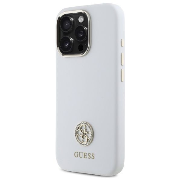 Muu telefoni lisavarustus Guess Guess GUHCP16LM4DGPH iPhone 16 Pro 6.3" white/white hardcase Silicone Logo Strass 4G