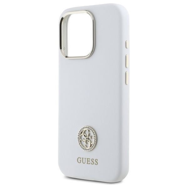 Muu telefoni lisavarustus Guess Guess GUHCP16LM4DGPH iPhone 16 Pro 6.3" white/white hardcase Silicone Logo Strass 4G