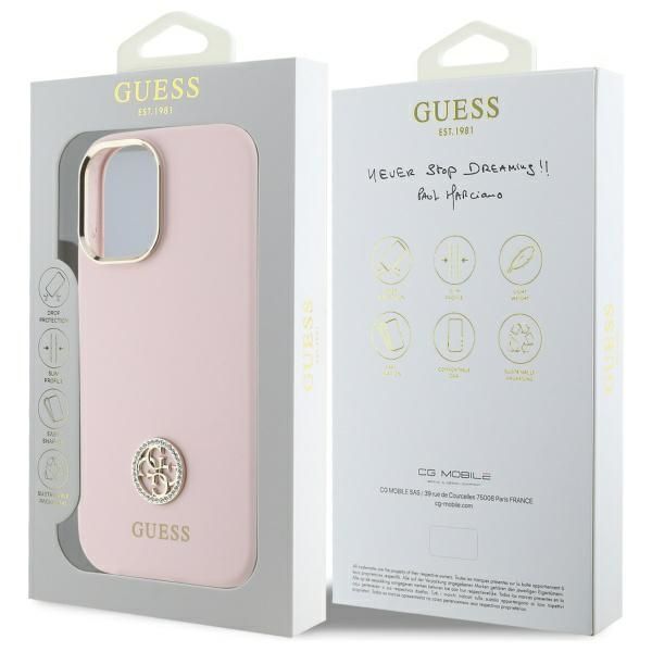 Other Phone Accessory Guess Guess GUHCP16SM4DGPP iPhone 16 6.1" light pink/pink hardcase Silicone Logo Strass 4G