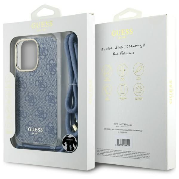 Muu telefoni lisavarustus Guess Guess GUHCP16XHC4SEB iPhone 16 Pro Max 6.9" blue/blue hardcase Crossbody Cord 4G Print