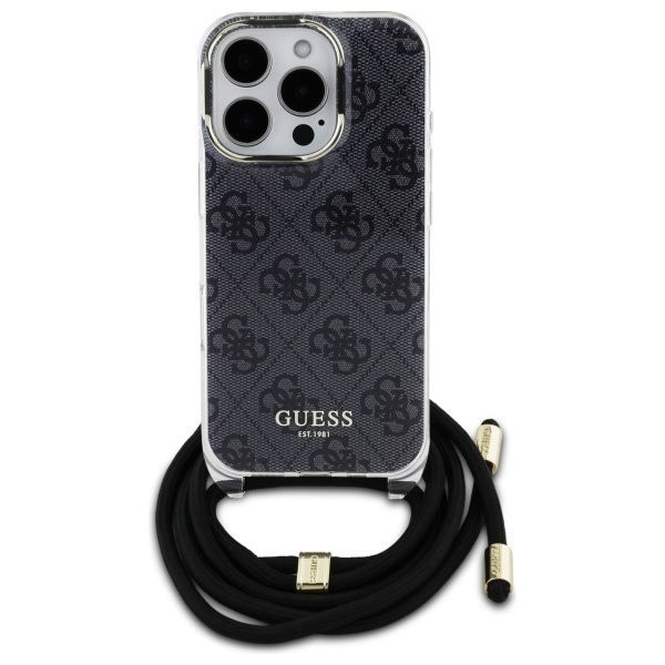 Cits mobilo telefonu aksesuārs Guess Guess GUHCP16XHC4SEK iPhone 16 Pro Max 6.9" black/black hardcase Crossbody Cord 4G Print