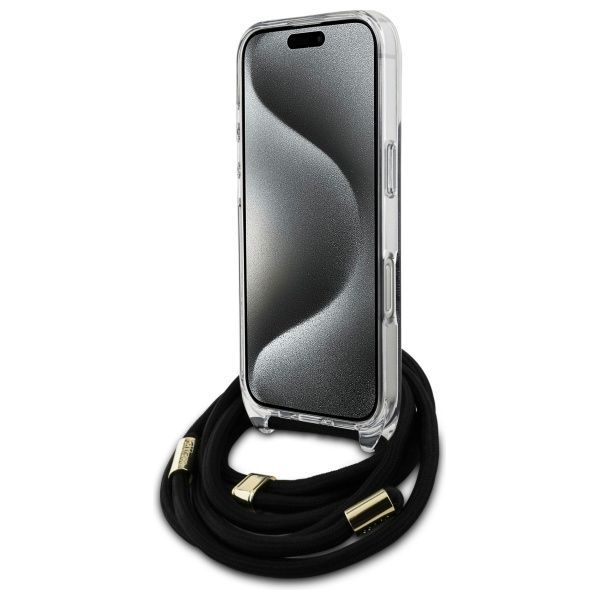 Cits mobilo telefonu aksesuārs Guess Guess GUHCP16XHC4SEK iPhone 16 Pro Max 6.9" black/black hardcase Crossbody Cord 4G Print