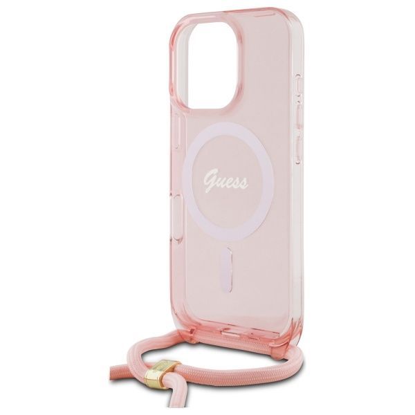 Muu telefoni lisavarustus Guess Guess GUHMP16LHCTSGNSP iPhone 16 Pro 6.3" pink/pink hardcase Crossbody Cord Script MagSafe