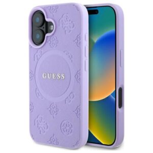 Cits mobilo telefonu aksesuārs Guess  Guess GUHMP16MPSAPSMEU iPhone 16 Plus 6.7" purple/purple hardcase Saffiano Peony Classic Logo MagSafe 