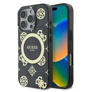 Cits mobilo telefonu aksesuārs Guess  Guess GUHMP16XH4PYEEK iPhone 16 Pro Max 6.9" black/black hardcase IML Peony On 4G Background MagSafe