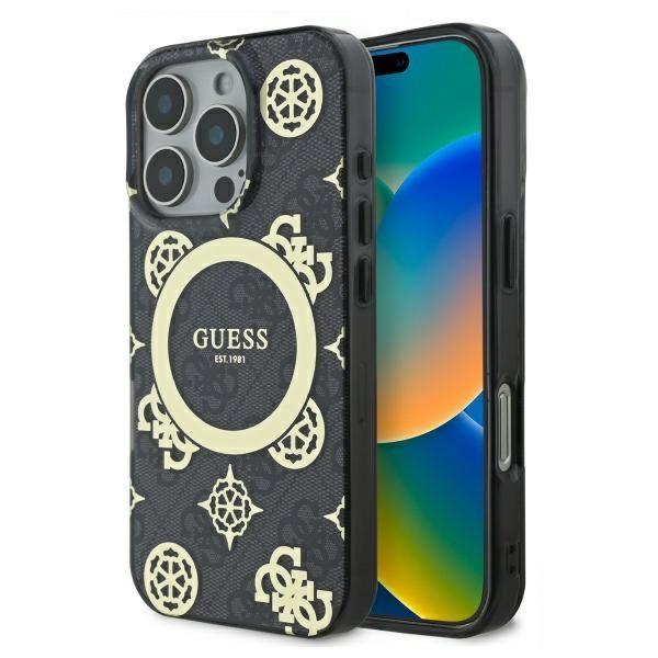 Other Phone Accessory Guess Guess GUHMP16XH4PYEEK iPhone 16 Pro Max 6.9" black/black hardcase IML Peony On 4G Background MagSafe