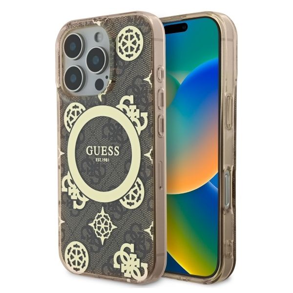 Muu telefoni lisavarustus Guess Guess GUHMP16XH4PYEEW iPhone 16 Pro Max 6.9" brown/brown hardcase IML Peony On 4G Background MagSafe