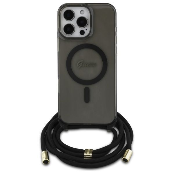 Other Phone Accessory Guess Guess GUHMP16XHCTSGNSK iPhone 16 Pro Max 6.9" black/black hardcase Crossbody Cord Script MagSafe