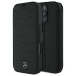 Cits mobilo telefonu aksesuārs Mercedes-Benz  Mercedes MB Waves Leather Case for iPhone 16 Pro Max - Black 