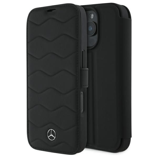 Muu telefoni lisavarustus Mercedes-Benz Mercedes MB Waves Leather Case for iPhone 16 Pro Max - Black