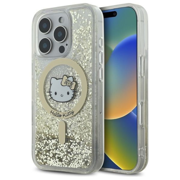 Other Phone Accessory Hello Kitty Hello Kitty HKHMP16LLGDIH iPhone 16 Pro 6.3" white gold hardcase Liquid Glitter Fever MagSafe