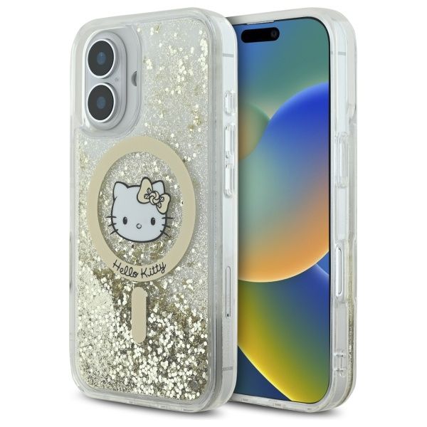 Other Phone Accessory Hello Kitty Hello Kitty HKHMP16SLGDIH iPhone 16 6.1" white gold hardcase Liquid Glitter Fever MagSafe
