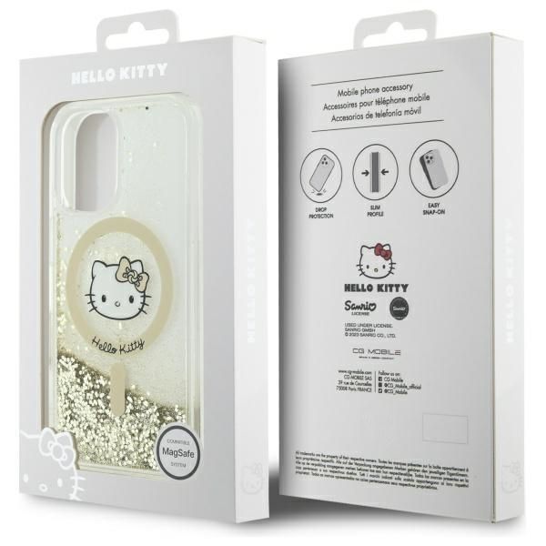 Other Phone Accessory Hello Kitty Hello Kitty HKHMP16SLGDIH iPhone 16 6.1" white gold hardcase Liquid Glitter Fever MagSafe