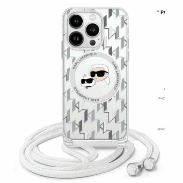Muu telefoni lisavarustus Karl Lagerfeld Karl Lagerfeld KLHMP16LHCKCKLCT iPhone 16 Pro 6.3" transparent hardcase IML Crossbody Monogram Karl & Choupette Head MagSafe