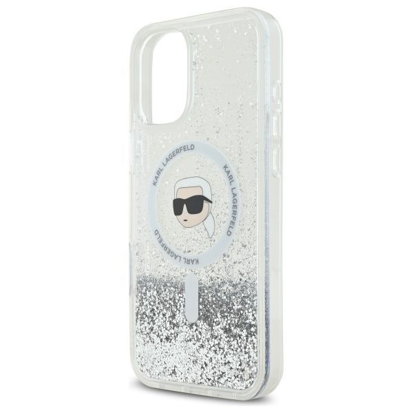 Cits mobilo telefonu aksesuārs Karl Lagerfeld Karl Lagerfeld KLHMP16MLGKISGH iPhone 16 Plus 6.7" hardcase transparent Liquid Glitter Karl Head Magsafe
