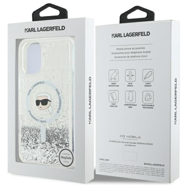 Cits mobilo telefonu aksesuārs Karl Lagerfeld Karl Lagerfeld KLHMP16MLGKISGH iPhone 16 Plus 6.7" hardcase transparent Liquid Glitter Karl Head Magsafe