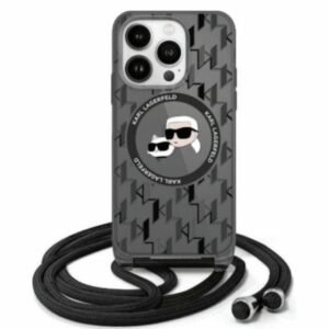 Kitas telefono priedas Karl Lagerfeld  Karl Lagerfeld KLHMP16SHCKCKLCK iPhone 16 6.1" black/black hardcase IML Crossbody Monogram Karl & Choupette Head MagSafe 