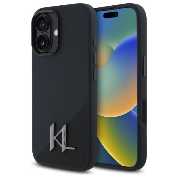 Muu telefoni lisavarustus Karl Lagerfeld Karl Lagerfeld KLHMP16SSCMKMPCK iPhone 16 6.1" black/black hardcase Silicone Shadow Metal Initial MagSafe