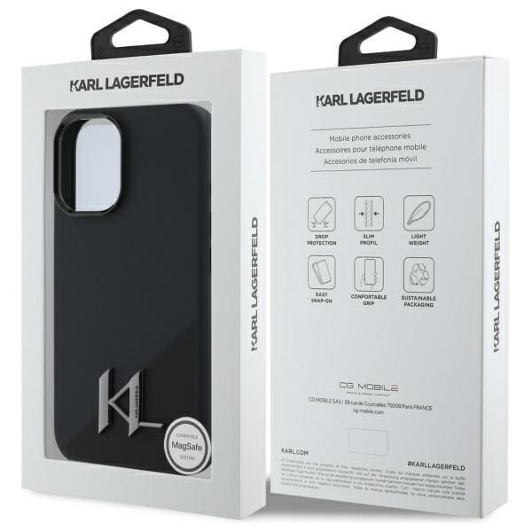 Muu telefoni lisavarustus Karl Lagerfeld Karl Lagerfeld KLHMP16SSCMKMPCK iPhone 16 6.1" black/black hardcase Silicone Shadow Metal Initial MagSafe