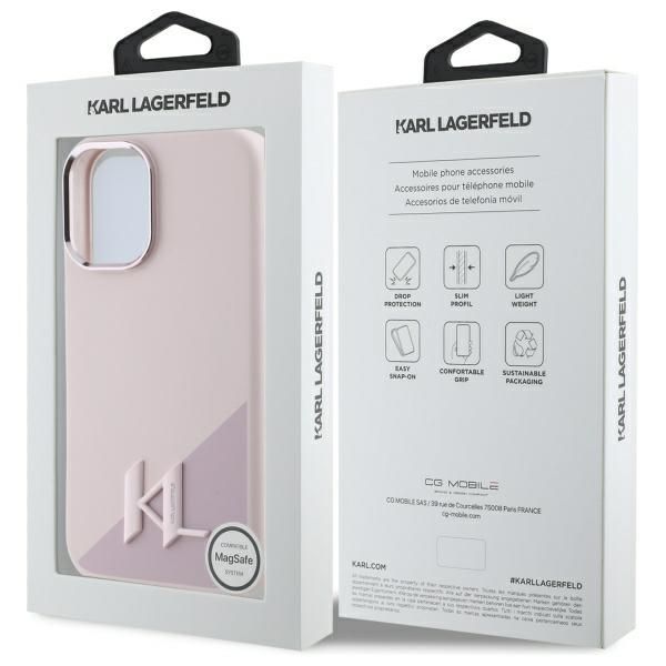 Other Phone Accessory Karl Lagerfeld Karl Lagerfeld KLHMP16SSCMKMPCP iPhone 16 6.1" pink hardcase Silicone Shadow Metal Initial MagSafe