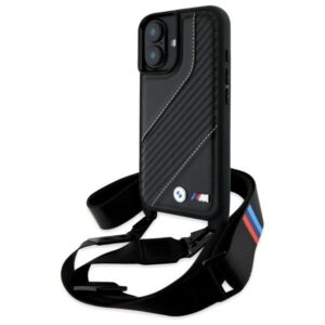 Muu telefoni lisavarustus BMW  BMW BMHCP16M23PSCCK iPhone 16 Plus 6.7" black/black hardcase M Edition Carbon Stripe & Strap 