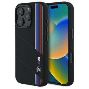Cits mobilo telefonu aksesuārs BMW  BMW BMHMP16L23SCUK iPhone 16 Pro 6.3" black/black hardcase Silicone Cut Tricolor Lines MagSafe 
