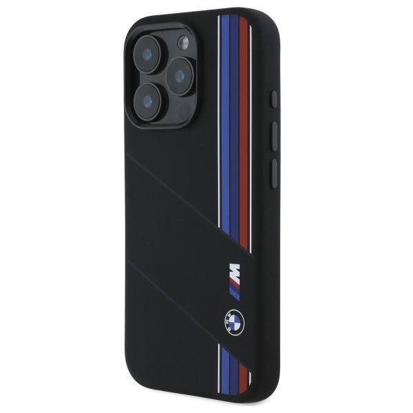 Cits mobilo telefonu aksesuārs BMW BMW BMHMP16L23SCUK iPhone 16 Pro 6.3" black/black hardcase Silicone Cut Tricolor Lines MagSafe