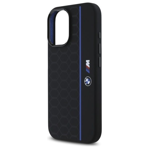 Muu telefoni lisavarustus BMW BMW BMHMP16S23SHEB iPhone 16 6.1" black/black hardcase Silicone Hexagon Blue Line MagSafe