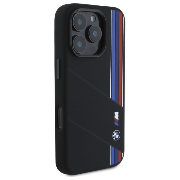Muu telefoni lisavarustus BMW BMW BMHMP16X23SCUK iPhone 16 Pro Max 6.9" black/black hardcase Silicone Cut Tricolor Lines MagSafe